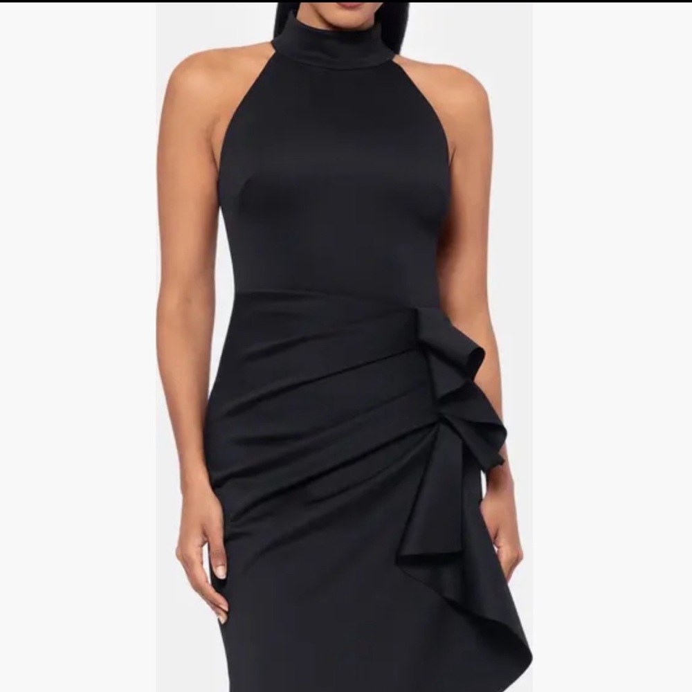 Sleeveless Black Asymmetrical Ruffled Dress